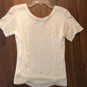 Sophie Chang off white embellished crocheted top